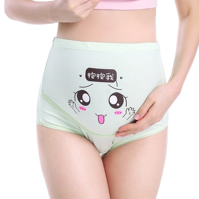 825# Cartoon Printed Cotton Maternity Panties High Waist Adjustable Belly Underwear Clothes for Pregnant Women Pregnancy Briefs