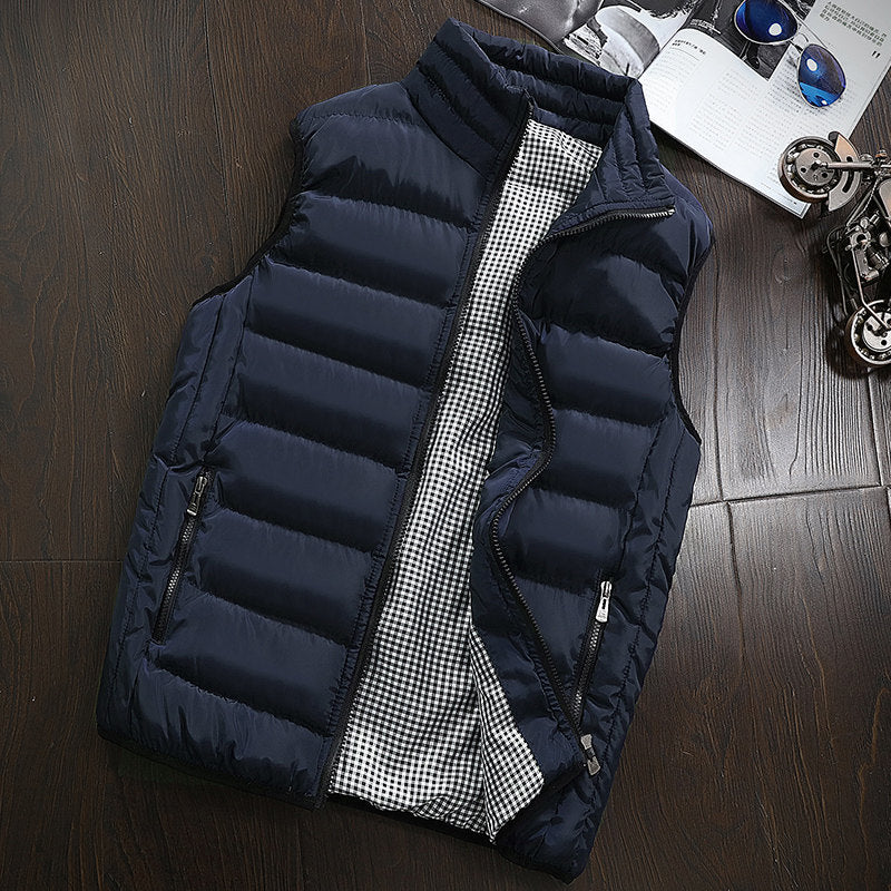 Mens Jacket Sleeveless Vest Winter Fashion Casual Slim Coat Brand Clothing Vests Cotton-Padded Men's Vest Men Waistcoat Big Size