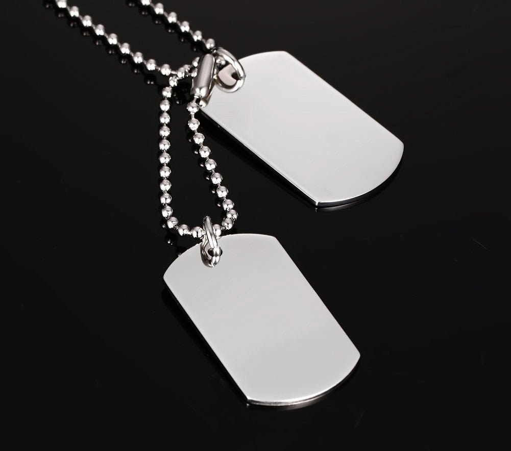 Vnox Stainless Steel Double Dog Tag Necklace for Men High Polished Pendant ID Men Jewelry 24&quot; Chain Necklace