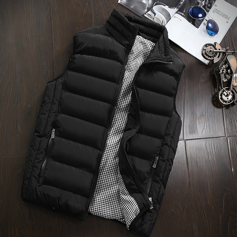 Mens Jacket Sleeveless Vest Winter Fashion Casual Slim Coat Brand Clothing Vests Cotton-Padded Men's Vest Men Waistcoat Big Size