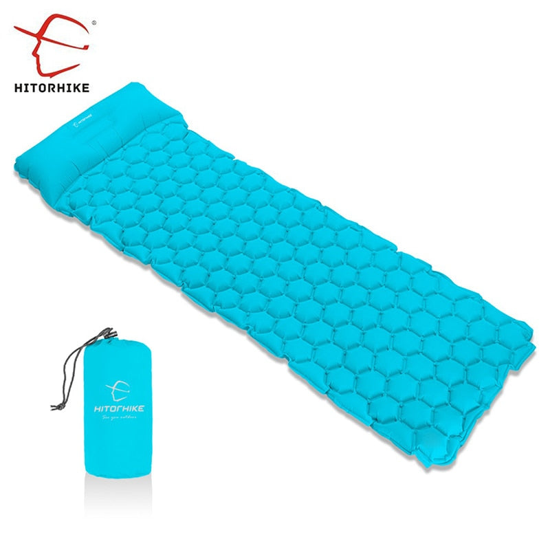 HOMFUL Outdoor Sleeping Mat Camping Pad With Pillow Air Mattress Inflatable Cushion Sleeping Mat Fast Filling Moistureproof