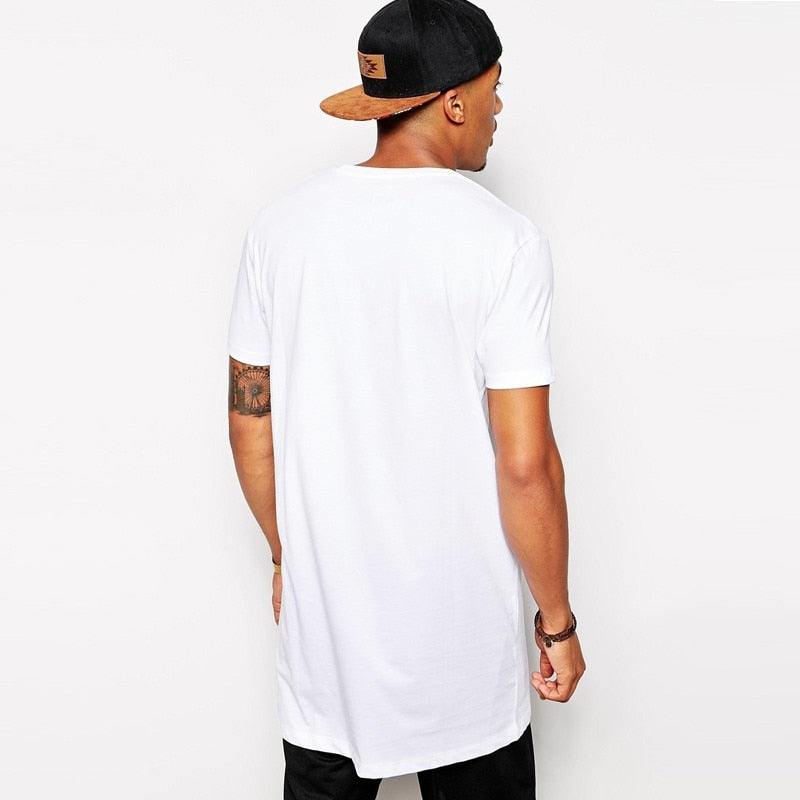 2022 Brand Men&#39;s Cotton Clothing White Long T Shirt Hip Hop Men T-Shirt Extra Long Length Man Tops Tee Long Line Tshirt For Male