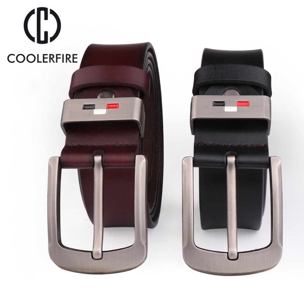 COOLERFIRE  New Men genuine leather belts high quality vintage style male strap classic jeans leather belts for men 051