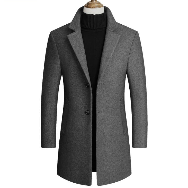 Winter Wool Jacket Men&#39;s High-quality Wool Coat casual Slim collar wool coat Men&#39;s long cotton collar trench coat