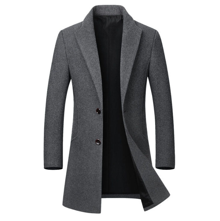 Winter Wool Jacket Men&#39;s High-quality Wool Coat casual Slim collar wool coat Men&#39;s long cotton collar trench coat