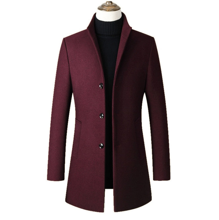 Winter Wool Jacket Men&#39;s High-quality Wool Coat casual Slim collar wool coat Men&#39;s long cotton collar trench coat