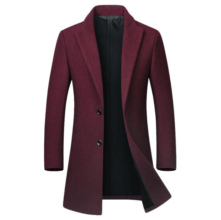 Winter Wool Jacket Men&#39;s High-quality Wool Coat casual Slim collar wool coat Men&#39;s long cotton collar trench coat