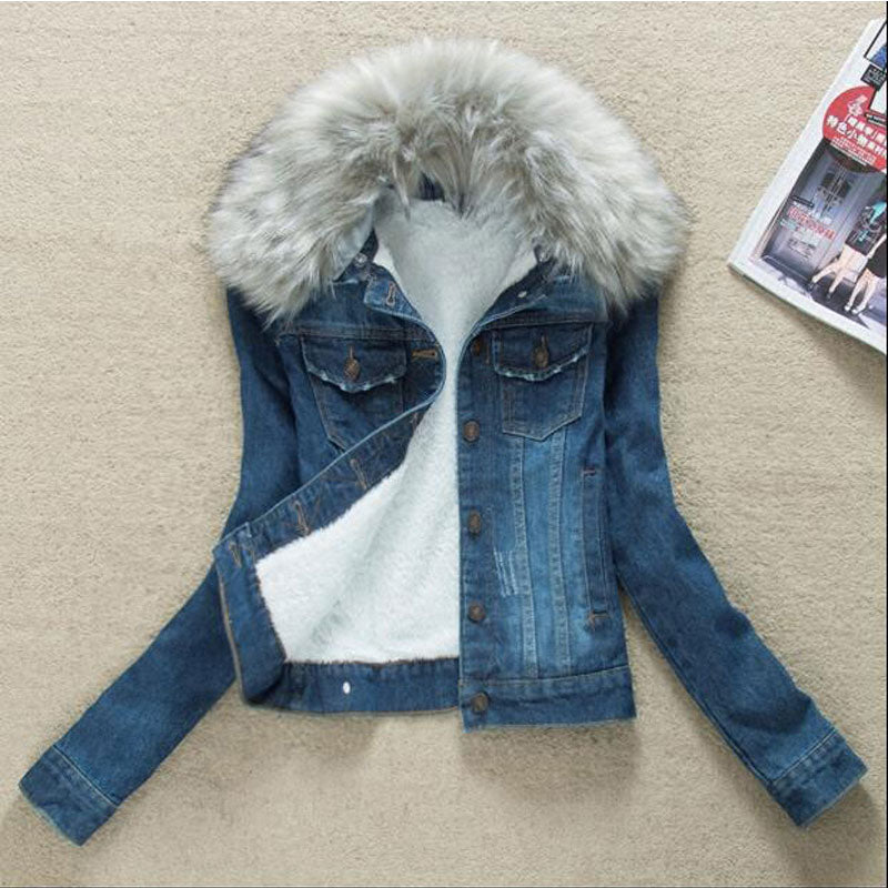 2022 Winter Jeans Jackets Plus Velvet Warm Parka Outerwear Women Cashmere Cotton Coat Girl Fashion Denim Jacket Coat LJ162