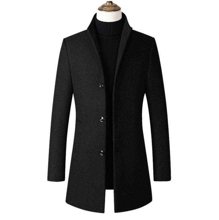 Winter Wool Jacket Men&#39;s High-quality Wool Coat casual Slim collar wool coat Men&#39;s long cotton collar trench coat