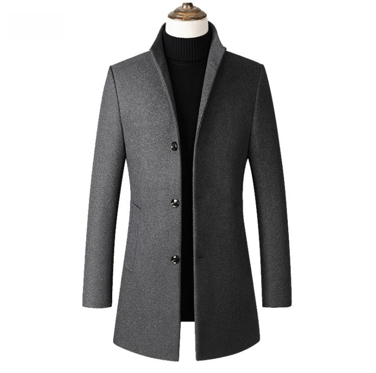 Winter Wool Jacket Men&#39;s High-quality Wool Coat casual Slim collar wool coat Men&#39;s long cotton collar trench coat