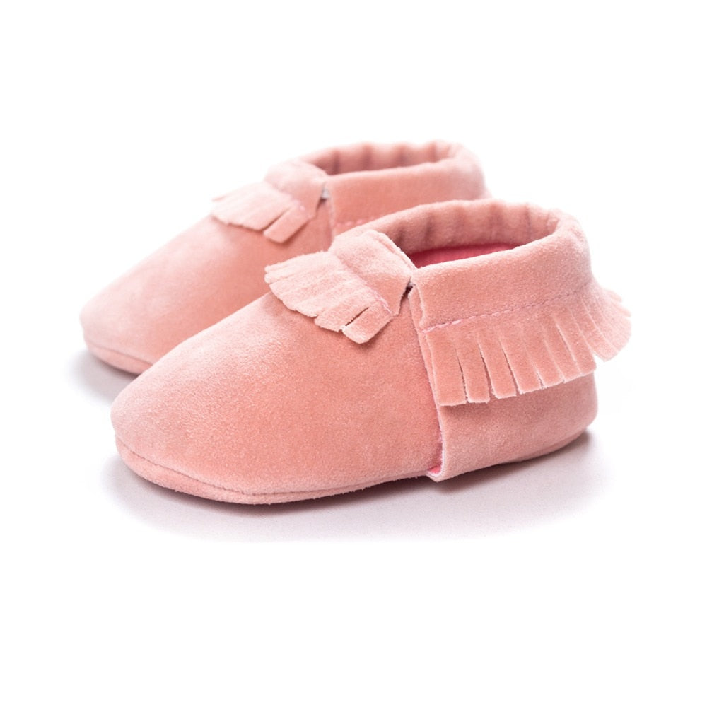 Baywell PU Suede Leather Newborn Baby Moccasins Shoes Soft Soled Non-slip Crib First Walker