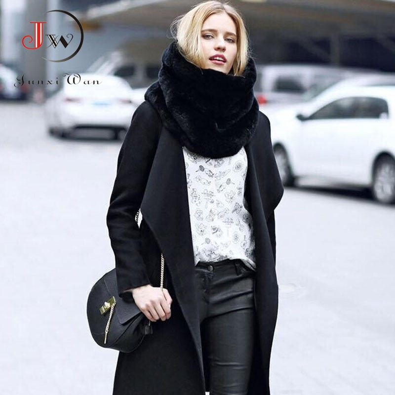 Rabbit Fur Winter Scarf Women Faux Fur Collar Ring Scarves Lady Pashmina Wraps Shawls Winter Bandana foulard Cashmere ST0008