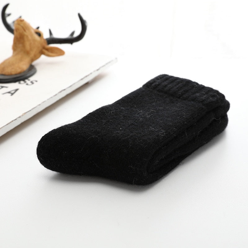 Super Thicker Solid Socks Merino Wool Rabbit Socks Against Cold Snow Russia Winter Warm Funny Happy Male Men Socks