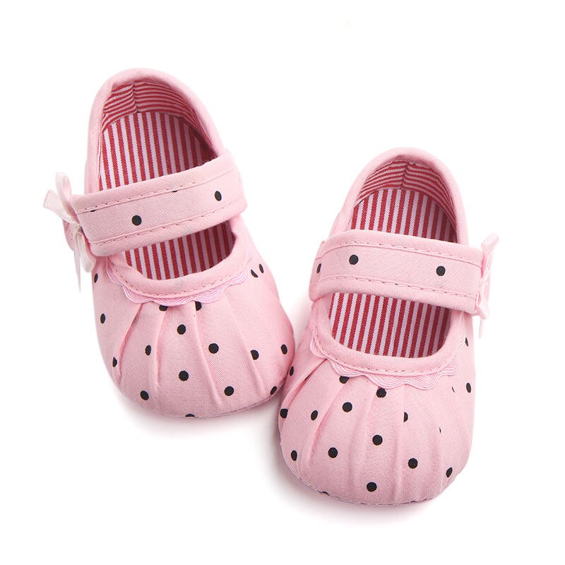 New Adorable Toddler Infant Newborn Baby Girl Flower Dot Shoes Crib Shoes Size 0-18 Months Baby shoes