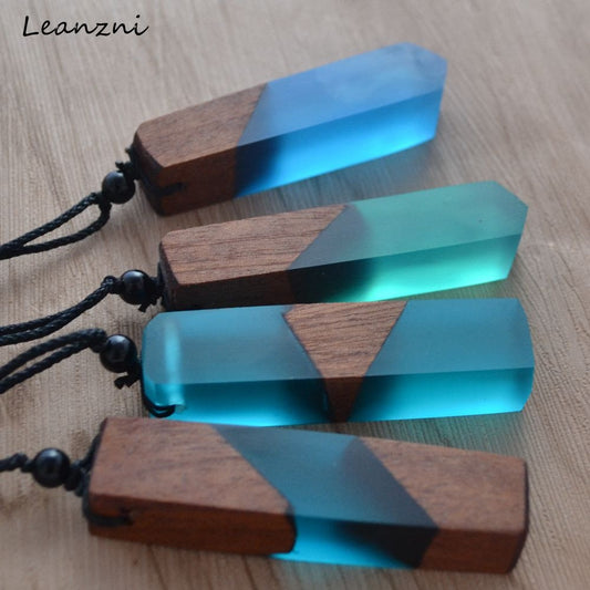 Leanzni Vintage Men Fashionable Wood Resin Necklace Pendant, Woven Rope Chain, Hot - Selling Jewelry Gifts