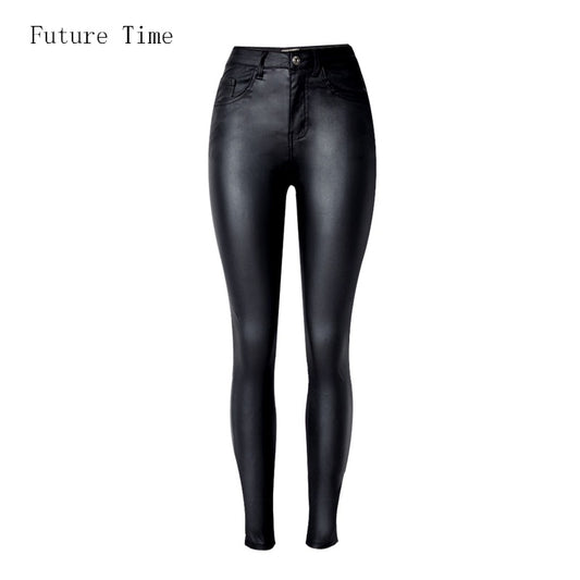 2022 Fashion Women Jeans,Fitting High Waist Slim Skinny Femme Jeans,Faux Leather Jeans,Stretch Female Jeans,Pencil Pants C1075