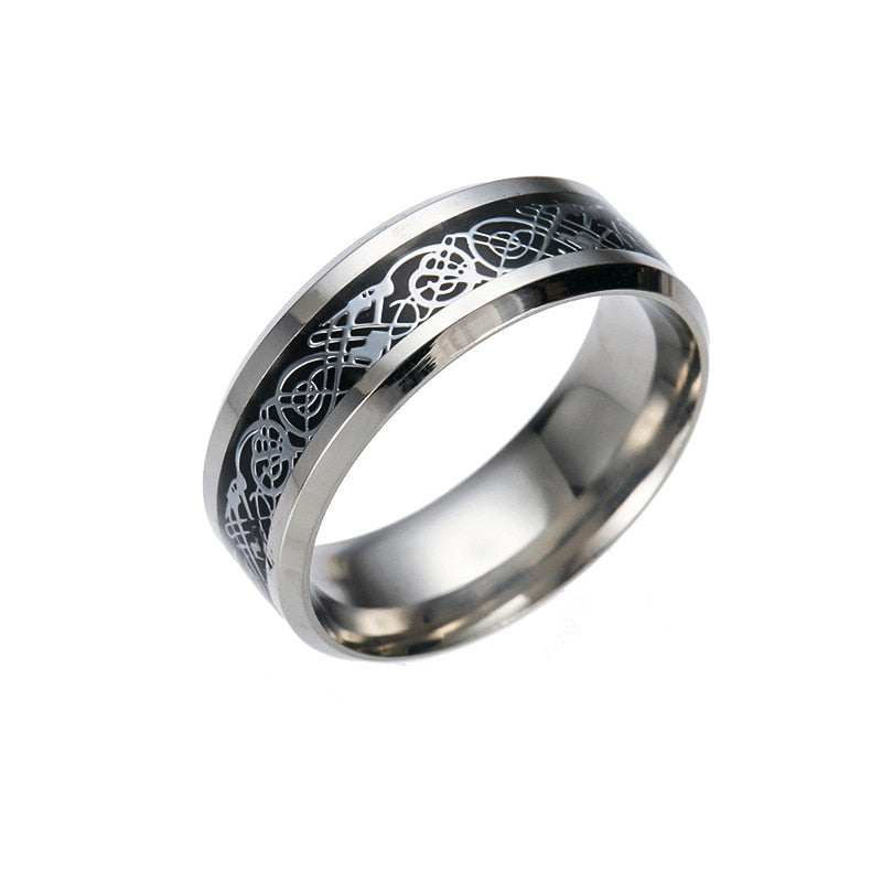 Dragon Titanium Stainless Steel Ring Mens Jewelry Wedding Band Men's Fashion Ring