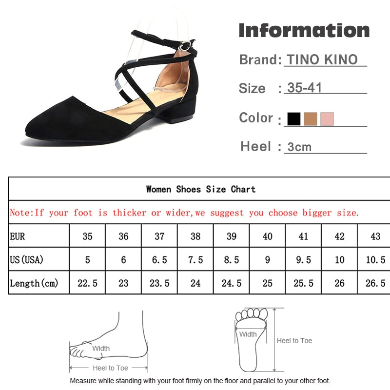 Women Buckle Casual Cross Strap Suede Summer Pumps New 2019 Ladies Pointed Toe Square Low Heels Female Flock Fashion Shoes