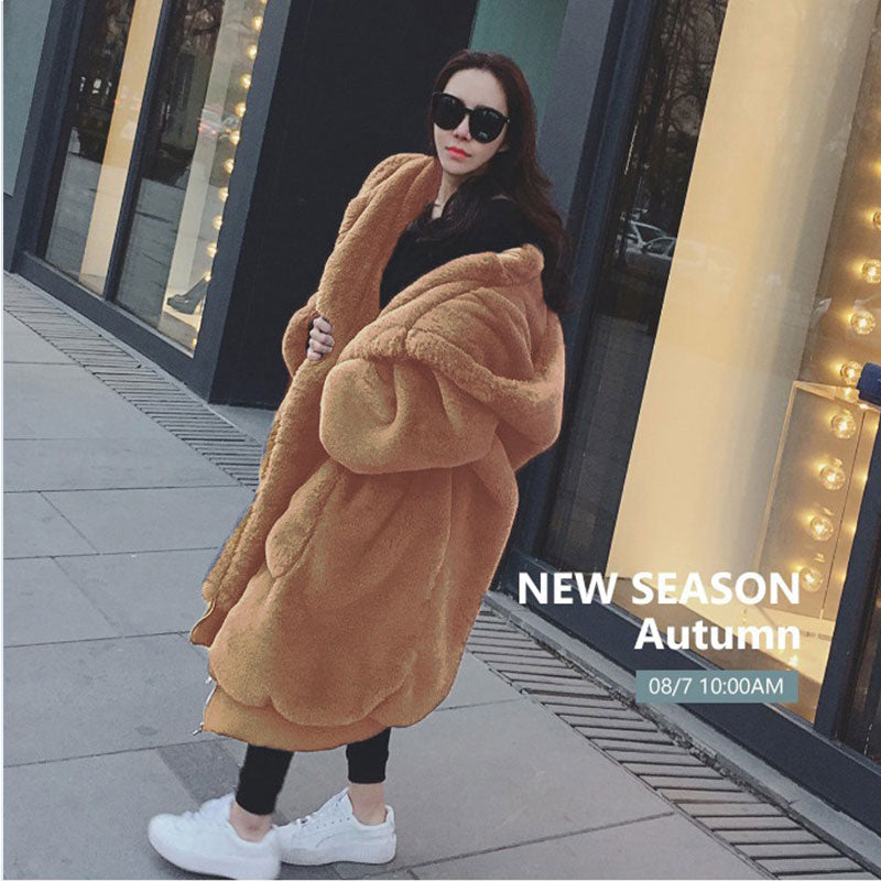 Oversized Winter Faux Fur Coat Women Parka Long Warm Faux Fur Jacket Coats Hoodies Loose Winter Coat Outwear Casaco Feminino