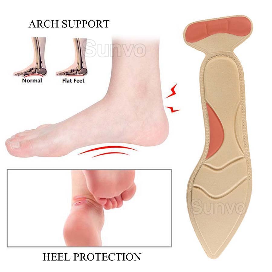 Sunvo Women Sponge Insoles for High Heels Shoes Inserts Flat Feet Massager Arch Support Insoles Heel Cushion Protector Shoe Pad