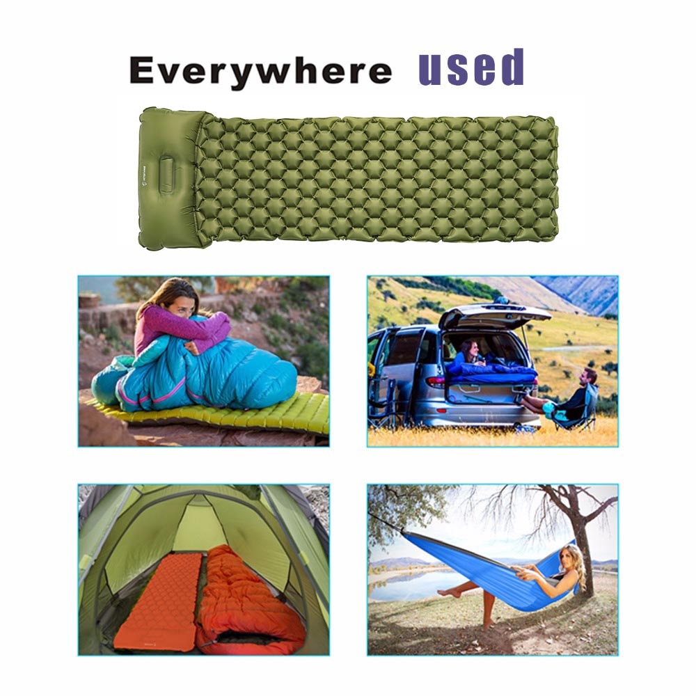 HOMFUL Outdoor Sleeping Mat Camping Pad With Pillow Air Mattress Inflatable Cushion Sleeping Mat Fast Filling Moistureproof