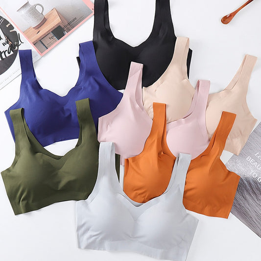 Ice Silk Bra Seamless Vest Bras Women Push Up Underwear Lingerie Sleep Top Padded Bralette Soutien Gorge нижнее белье женское