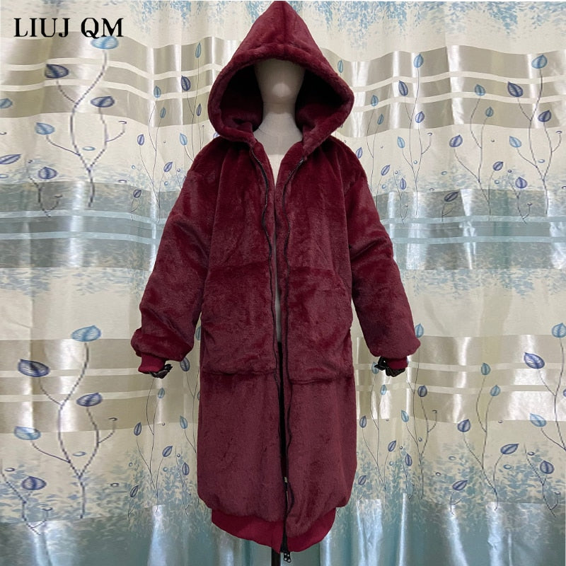 Oversized Winter Faux Fur Coat Women Parka Long Warm Faux Fur Jacket Coats Hoodies Loose Winter Coat Outwear Casaco Feminino