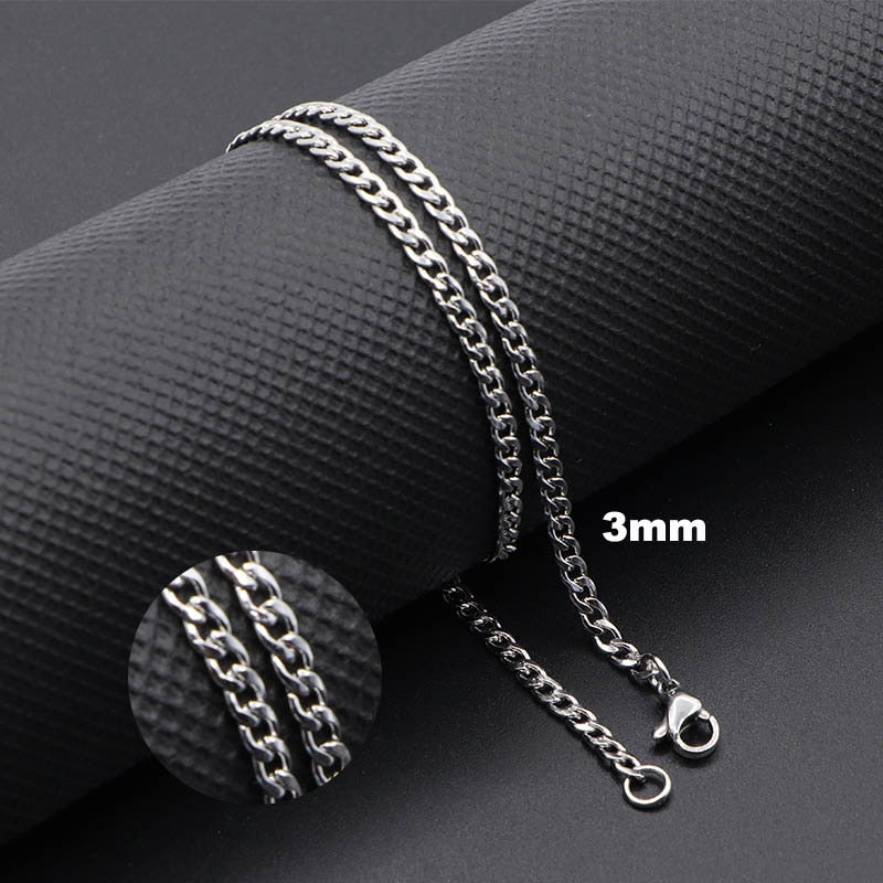 Women Men&#39;s Necklace Stainless Steel Curb Cuban Link NK Chain Silver Color Basic Punk Male Choker Jewelry Gifts Free Shipping