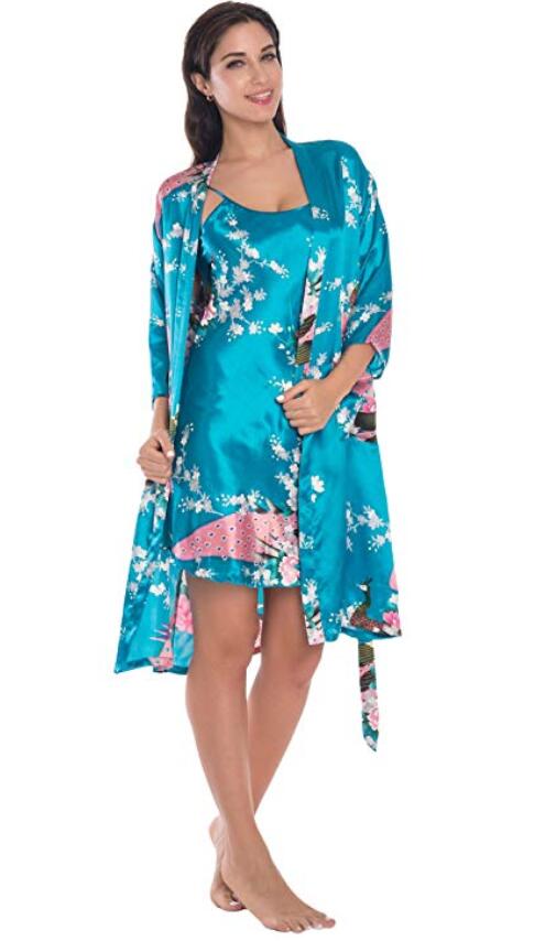 Fashion Women&#39;s Summer Mini Kimono Robe Lady Rayon Bath Gown Yukata Nightgown Sleepwear Sleepshirts Pijama Mujer Size M-XL