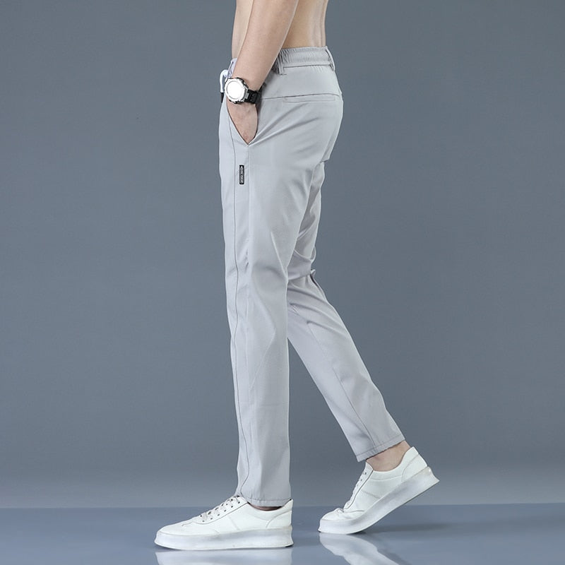 2022 Men&#39;s Trousers Spring Summer New Thin Green Solid Color Fashion Pocket Applique Full Length Casual Work Pants Pantalon