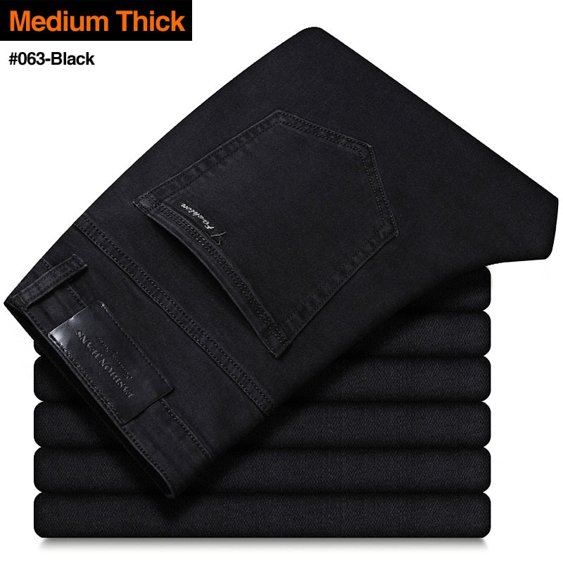 2022 New Men&#39;s Stretch Regular Fit Jeans Business Casual Classic Style Fashion Denim Trousers Male Black Blue Gray Pants