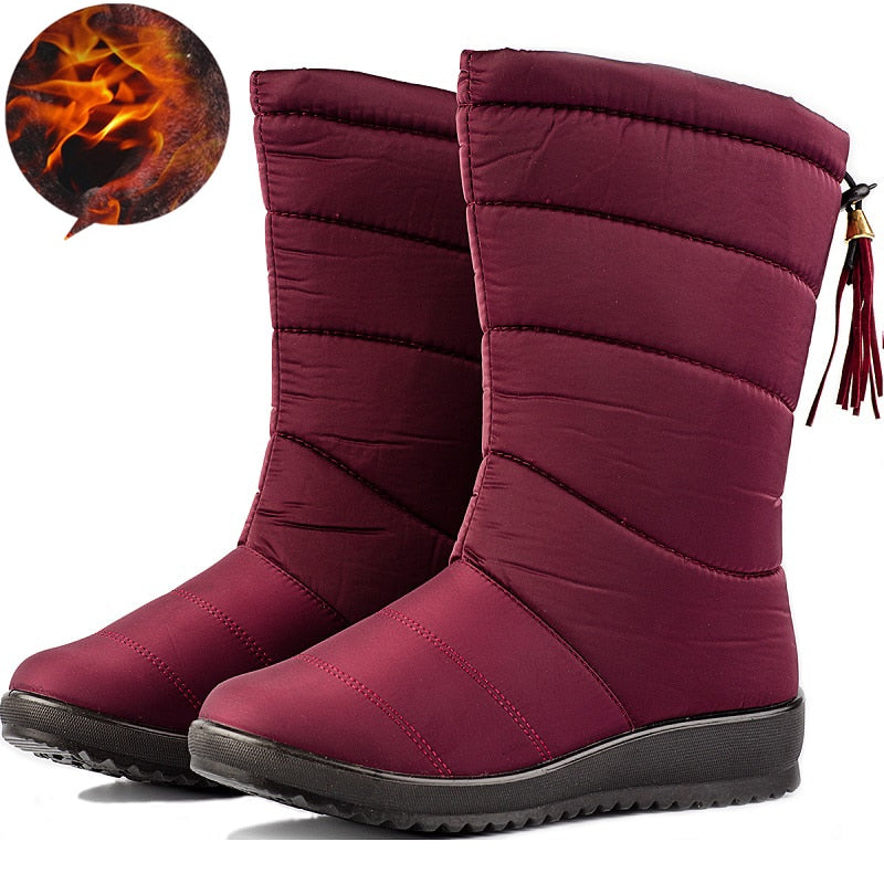 Winter Boots Women Mid-Calf Waterproof Snow Boots Warm Fur Female Boots Winter Shoes Woman Footwear Chaussures