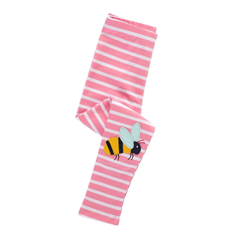 Little Maven 2022 Girls Leggings 100% Cotton Trousers for Kids Comfort Pants Childrens Tights Lovely Clothes with Bee and Flower