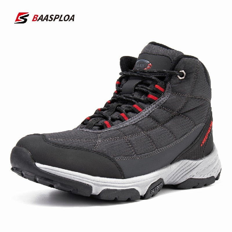 Baasploa Men Outdoor Shoes Waterproof Spring Warm Shoe Non-Slip Hiking Camping Safety Sneakers Casual Boots Walking Shoes Man