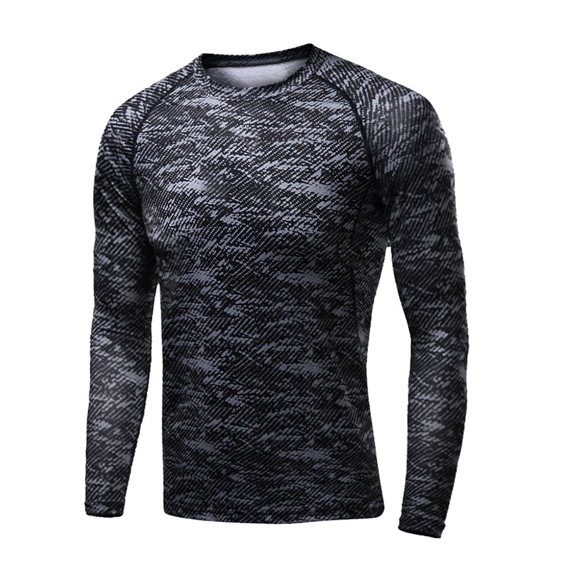 Men Compression Running T Shirt Fitness Tight Long Sleeve Sport tshirt Training Jogging Shirts Gym Sportswear Quick Dry rashgard