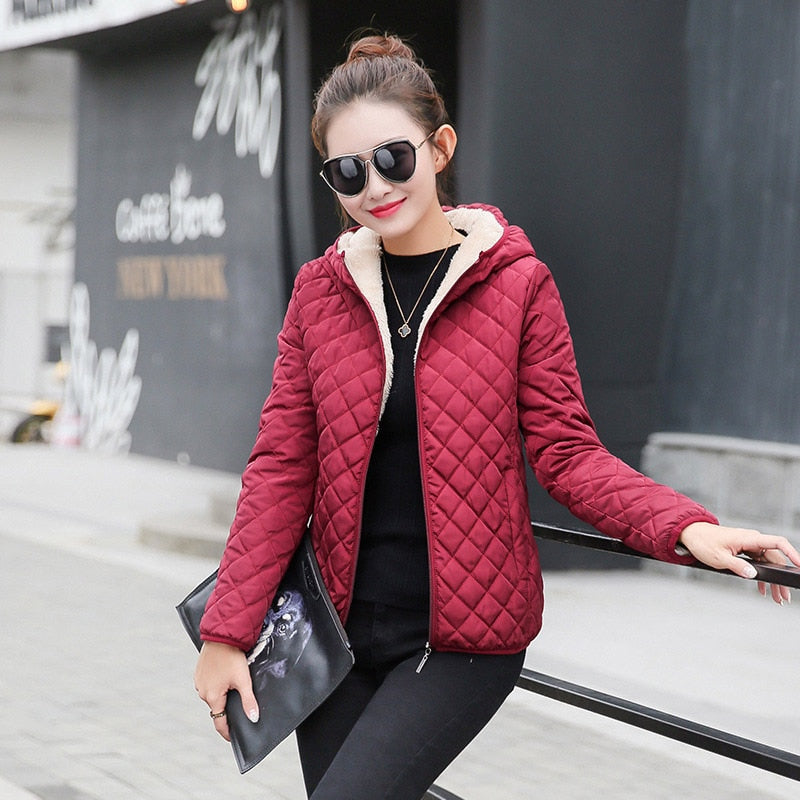 Vangull New Spring Autumn Women Hooded Fleece Basic Jackets Long Sleeve Female Winter Coats Short Zipper Casual Outerwear