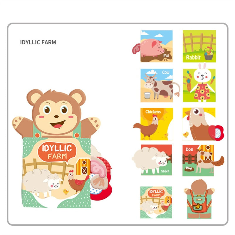 Hand Puppet Fabric Books Newborn Baby Educational Cloth Book Kids Early Learning Develop Cognize Reading Puzzle Book Toys игрушк