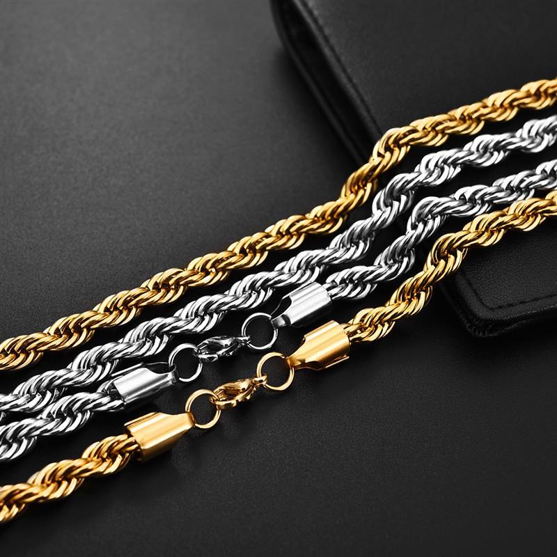 Stainless Steel Chain Necklace for Men Women Curb Cuban Link Chain Gold Color Silver Color Punk Choker Fashion Male Jewelry Gift