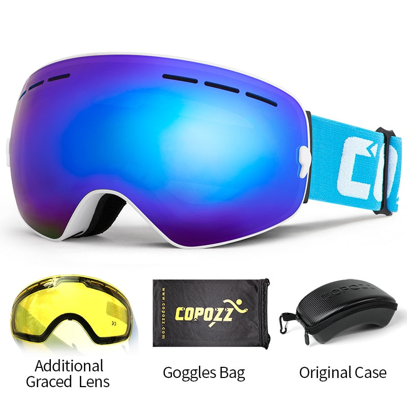 COPOZZ Brand Professional Ski Goggles Double Layers Lens Anti-fog UV400 Big Ski Glasses Skiing Snowboard Men Women Snow Goggles