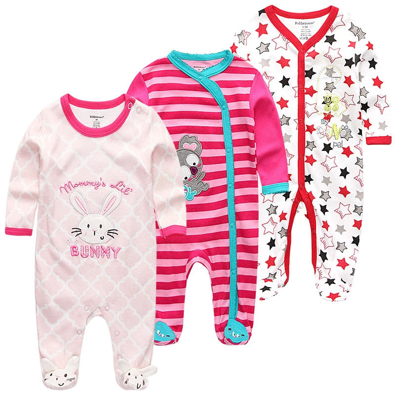 Baby Clothes 3Pcs/set Cotton Newborn Boy Girl Romper 2021 Long Sleeve Infantil Clothing Spring Animal Baby Pajama roupas de bebe