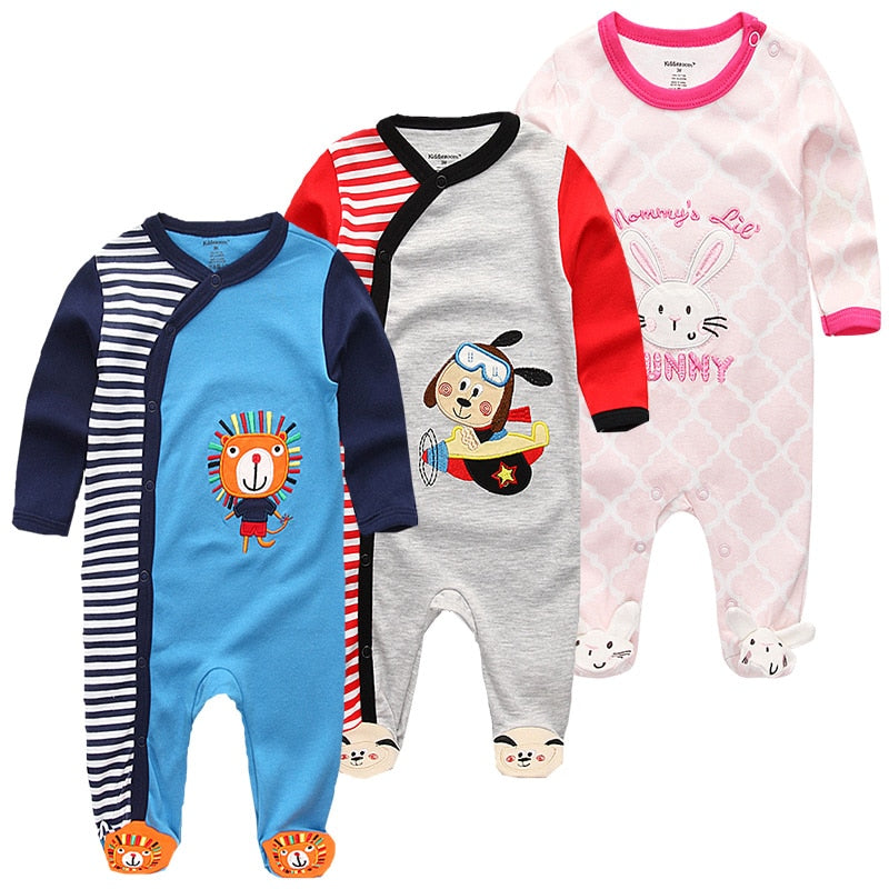 Baby Clothes 3Pcs/set Cotton Newborn Boy Girl Romper 2021 Long Sleeve Infantil Clothing Spring Animal Baby Pajama roupas de bebe