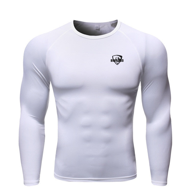 Men Long Sleeve Shirts Bodybuilding Patchwork Quick Dry T Shirt for Men Workout Fitness Training