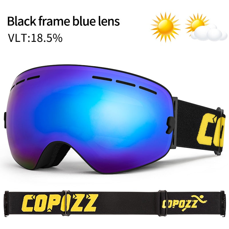 COPOZZ Brand Professional Ski Goggles Double Layers Lens Anti-fog UV400 Big Ski Glasses Skiing Snowboard Men Women Snow Goggles