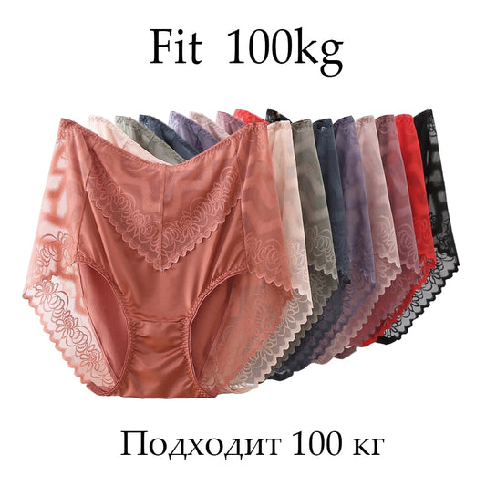 5XL High Waist Elasticity Lace Sexy Panties Soft Modal Seamless Women&#39;s briefs Flowers Hollow Lingerie Big Size Female underwear