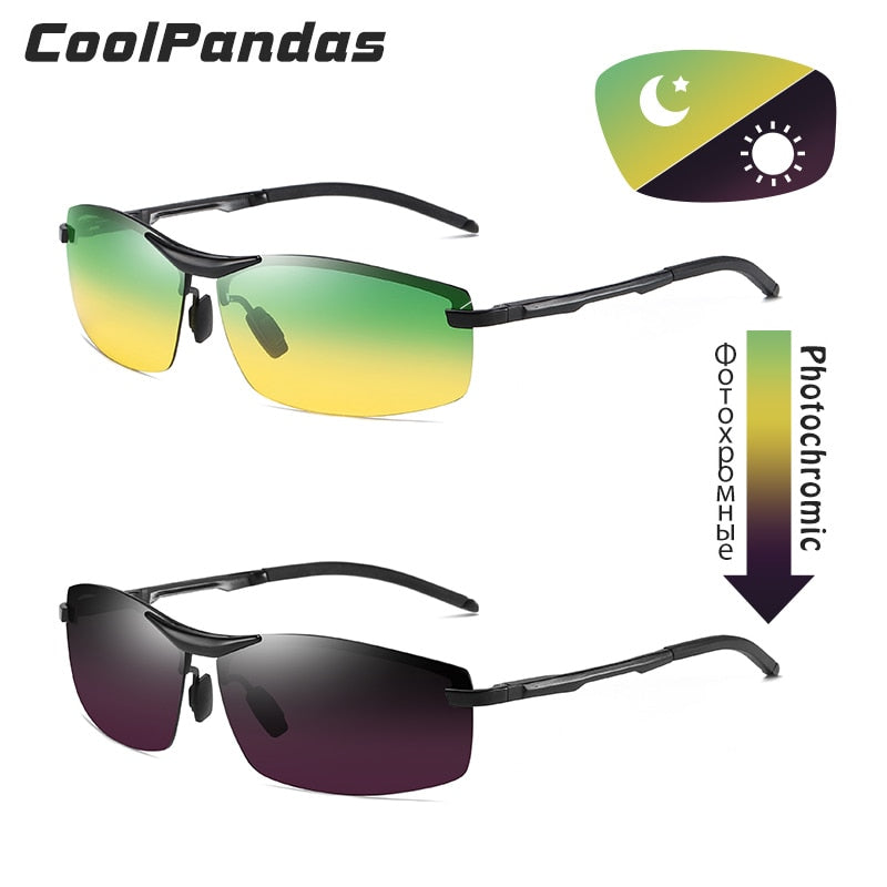 CoolPandas 2022 Photochromic Sunglasses Men Day Night-Vision Polarized Chameleon Glasses Driving UV400 Sun Glasses Oculos De Sol