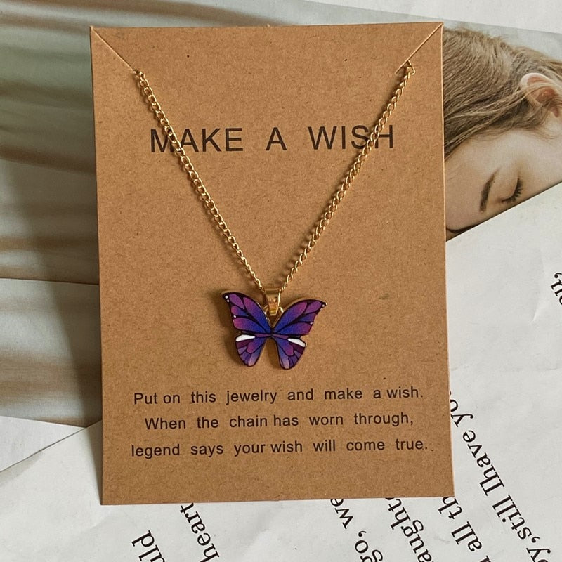 Fashion Women Necklace Korea Style New Butterfly Pendant Necklace Gift For Girl  Cute Lovely Neck Jewelry Wholesale Dropshipping