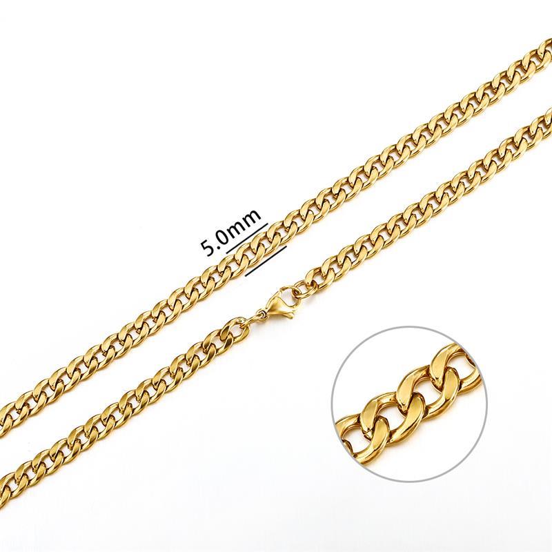 Stainless Steel Chain Necklace for Men Women Curb Cuban Link Chain Gold Color Silver Color Punk Choker Fashion Male Jewelry Gift