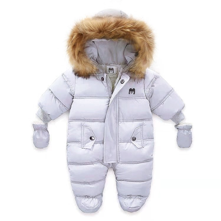 IYEAL Winter Baby Clothes With Hooded Fur Newborn Warm Fleece Bunting Infant Snowsuit Toddler Girl Boy Snow Wear Outwear Coats