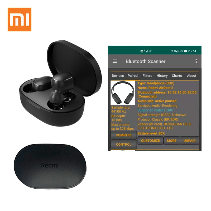 Original Xiaomi Redmi Airdots 2 TWS Bluetooth Earphone Stereo bass 5.0 headphones With Mic Handsfree Earbuds 5/10/20 pieces