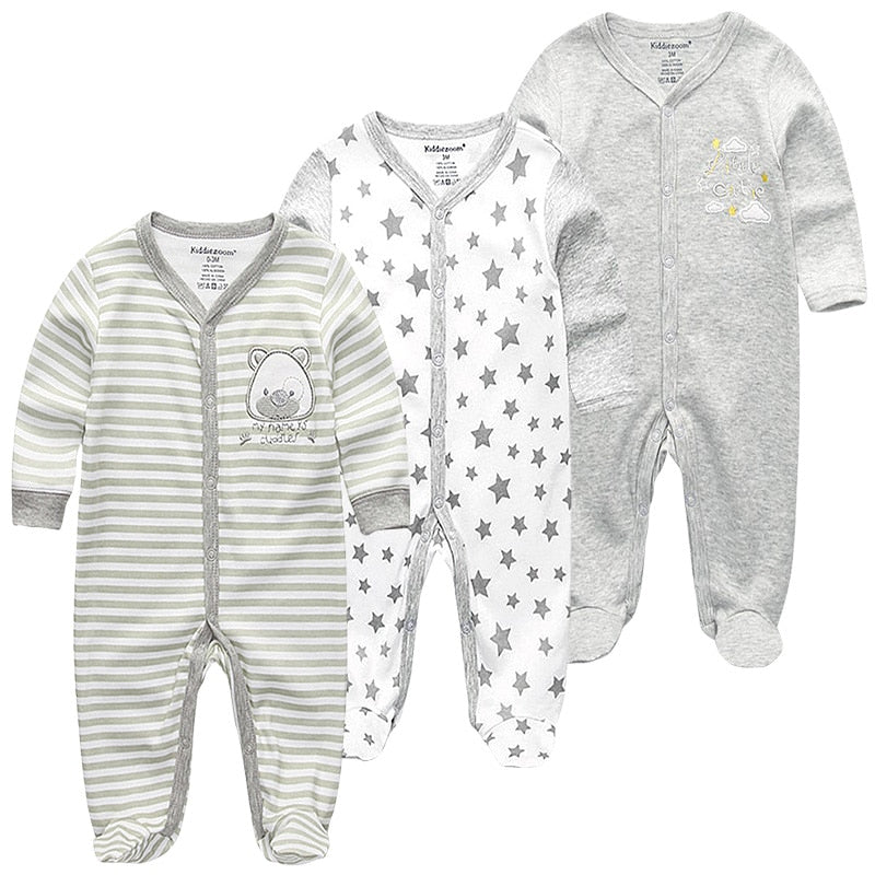 Baby Clothes 3Pcs/set Cotton Newborn Boy Girl Romper 2021 Long Sleeve Infantil Clothing Spring Animal Baby Pajama roupas de bebe